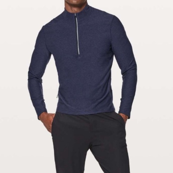 Lululemon Surge Warm 1/2 Zip Heathered Hero Blue Size M - Picture 1 of 5